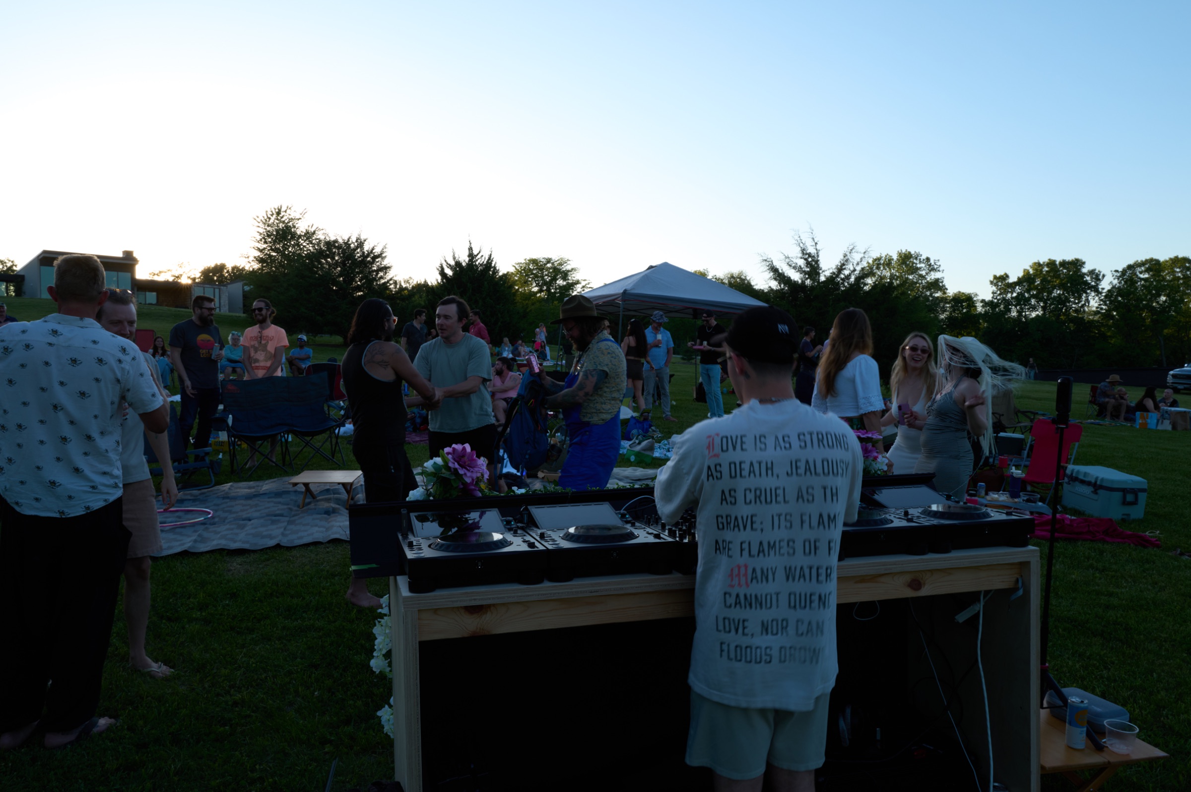 Togetherland on the lawn at golden hour